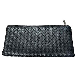 Bottega Veneta Pouch aus Intrecciato-Leder Schwarz