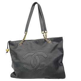 Borsa a tracolla Chanel in vitello martellato nero