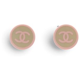 ORECCHINI CHANEL ROTONDI LOGO CC 2005 RESINA ROSA ROUND EARRINGS