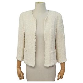 VINTAGE VESTE CHANEL P12786W02489 EM TWEED DE ALGODÃO & LÃ 38 M JACKET