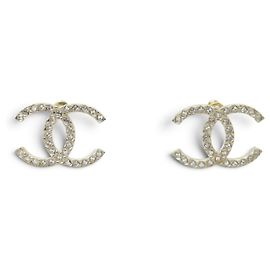 NUOVI ORECCHINI CHANEL LOGO CC STRASS 2020 IN METALLO DORATO