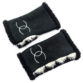 NUOVI GUANTI CHANEL MITAINES LOGO CC IN PELLE DI AGNELLO ROVESCIATA TAGLIA L GLOVES