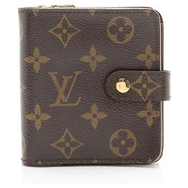 Portafoglio compatto con zip Louis Vuitton Vintage Monogram Canvas