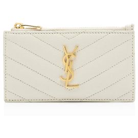 Autre Marque Saint Laurent Matelasse Grain de Poudre Monogram Fragments Kartenetui mit Reißverschluss