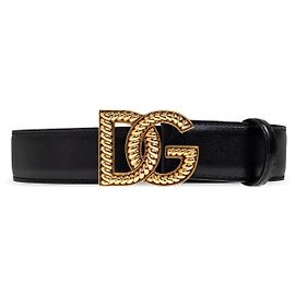 Dolce & Gabbana Ledergürtel Schwarz mit DG Monogramm Schnalle