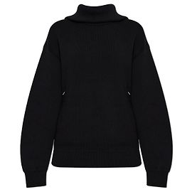 Balenciaga Logo Rollkragenpullover aus Baumwolle Schwarz