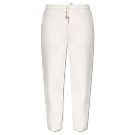 Calças Burberry com logótipo em cashmere creme