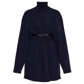 Balenciaga Rollkragen Minikleid in Navy Blau aus Baumwolle