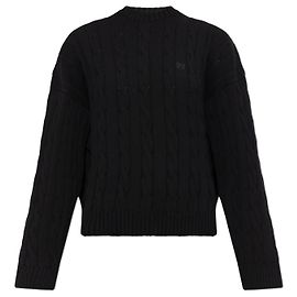 Balenciaga Baumwollpullover schwarz mit Zopfmuster