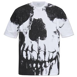 T-shirt Alexander McQueen con stampa teschio bianca in cotone