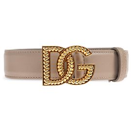 Dolce & Gabbana Ledergürtel Beige mit goldener DG Schnalle