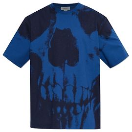 Alexander McQueen Blue Cotton Skull Print T-shirt