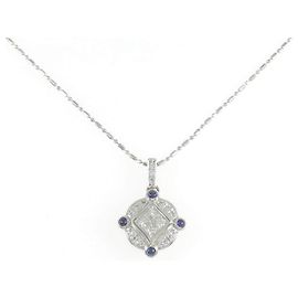 Autre Marque Collana Pt900 Pt850 Zaffiro Diamante