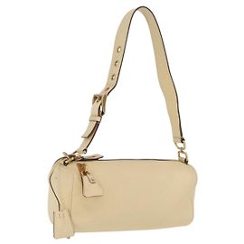 PRADA Shoulder Bag Leather Ivory Gold