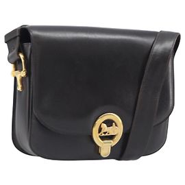 Céline CELINE Schultertasche Leder Dunkelbraun Gold