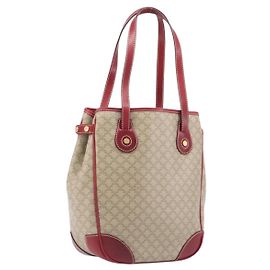 Céline CELINE Macadam Canvas Tote Bag PVC Beige Gold