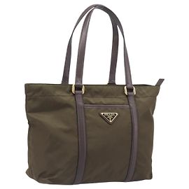 PRADA Tote Bag Nylon Green Gold