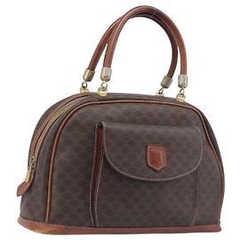 Céline CELINE Macadam Canvas Hand Bag PVC Leather Brown Gold