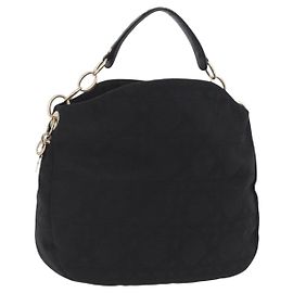 Christian Dior Canage Shoulder Bag Canvas Black Gold