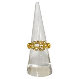 Anillo de banda Christian Dior Claire Dilune chapado en oro y strass