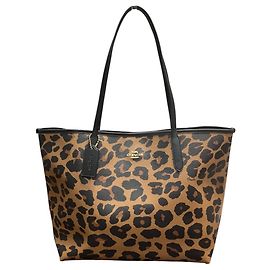 Borsa Coach City Tote Stampa Leopardata e Tela Signature