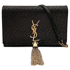 Borsa a tracolla con catena in camoscio nero Yves Saint Laurent
