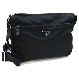 Borsa a tracolla Prada in nylon e pelle nera