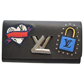 Louis Vuitton Twist Portemonnaie LV Stories Epi-Leder Schwarz