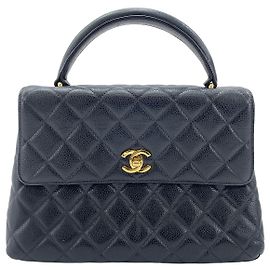 Chanel Vintage Two-Tone Kelly Top Handle Quilted Caviar Jumbo