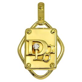 Pendente Christian Dior in Oro Giallo 18K con Diamante 0.07ct