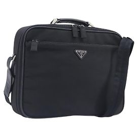 Prada Cartella in Tessuto e pelle Saffiano Large