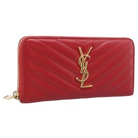 Autre Marque Saint Laurent Loulou Zip Around Matelasse Chevron Leather Long