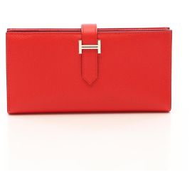 Hermès Cartera larga bi-fold Hermes Bearn Soufflé en Rouge Tomato