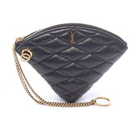 Portamonete in pelle nera Yves Saint Laurent