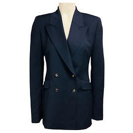 Gabriela Hearst Stephanie dopplebreitiger Wollblazer in Navy Blue