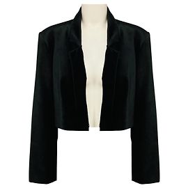 Autre Marque forte_forte Cropped Samtjacke Black Noir