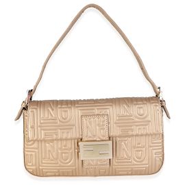 Borsa Baguette Medium Fendi Vintage in Nappa Oro goffrata FF