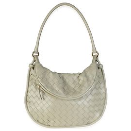Borsa a tracolla Gemelli media Bottega Veneta in nappa Intrecciato Travertine