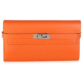 Hermès Orange Epsom Kelly Longue Wallet PHW