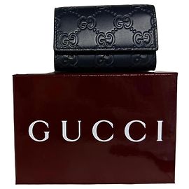 Gucci GG Monogramm Schlüsselanhänger aus blauem Leder