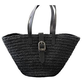 Autre Marque Saco Tote Saint Laurent em Ráfia Preto