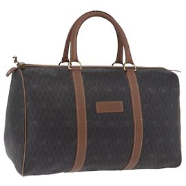 Christian Dior Vintage Honeycomb Boston Canvas and Leather
