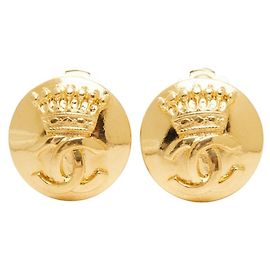 Chanel Coco Mark Vintage Clip-On Ohrringe mit Kronenmotiv