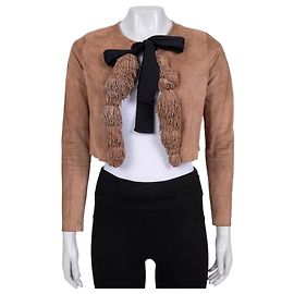 Autre Marque Giacca cropped in camoscio marrone Saint Laurent - EU 38/M usata