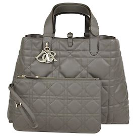 Christian Dior Olive Taupe Macrocannage Leather Large Toujours Bag