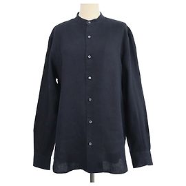 Loro Piana Elia Langarmshirt aus Leinen in Navy Blue