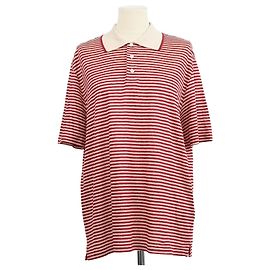 Loro Piana Gestreiftes Polohemd aus Leinen in Rot und Hellbeige