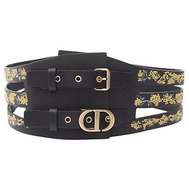 Cinturón de piel bordado con flores Christian Dior