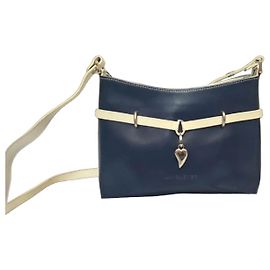Autre Marque Lancaster Borsa a tracolla in pelle blu e bianca con ciondolo a cuore