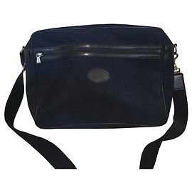 Longchamp Navy blue canvas and leather crossbody bag